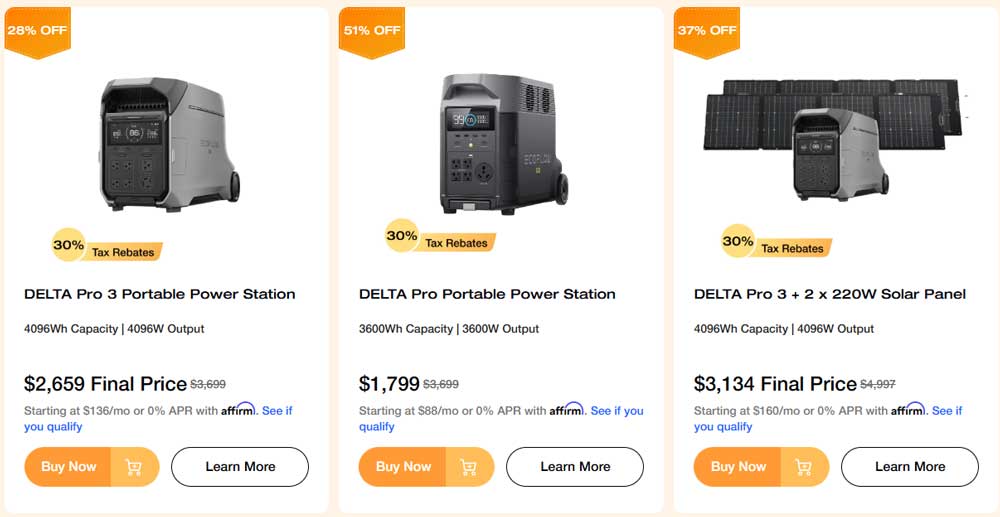 EcoFlow Home Backup Sale