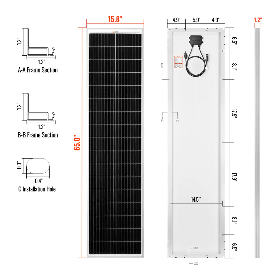 130 Watt Slim Solar Panel
