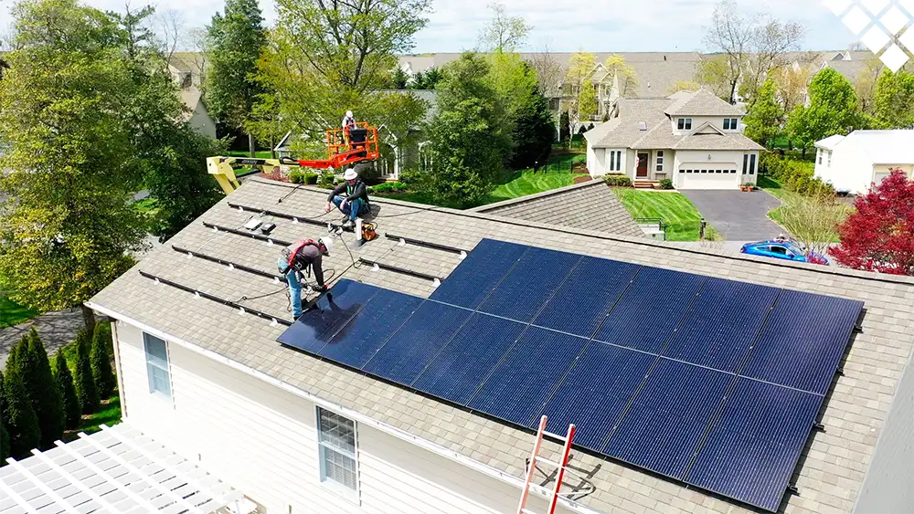 Roof solar panel installation
