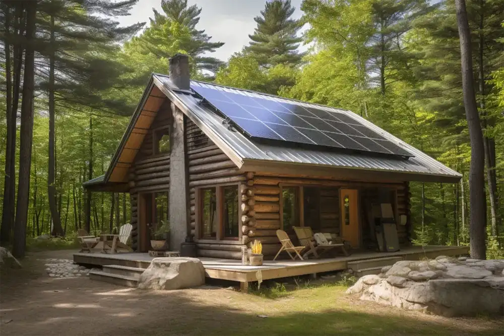 off-grid solar panel kit mounted on a remote
