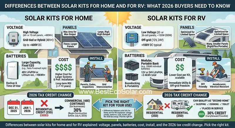 Differences Between Solar Kits for Home and for RV